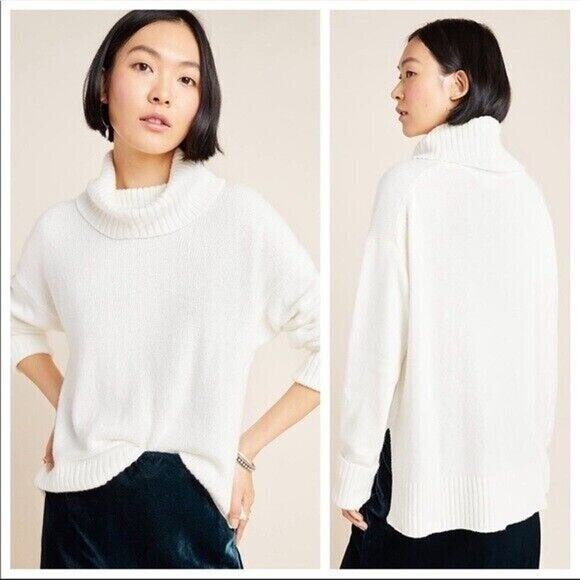 NEW Anthropologie blair turtleneck sweater In Ivory White Long Sleeve SZ XS - Picture 3 of 7